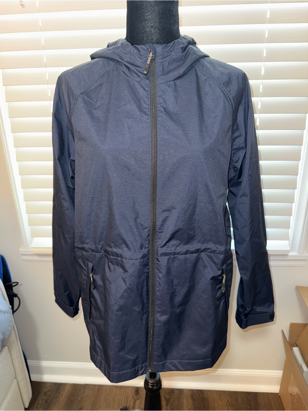 32 Degrees Cool Navy Blue Hooded Lightweight Windbreaker Jacket Size S